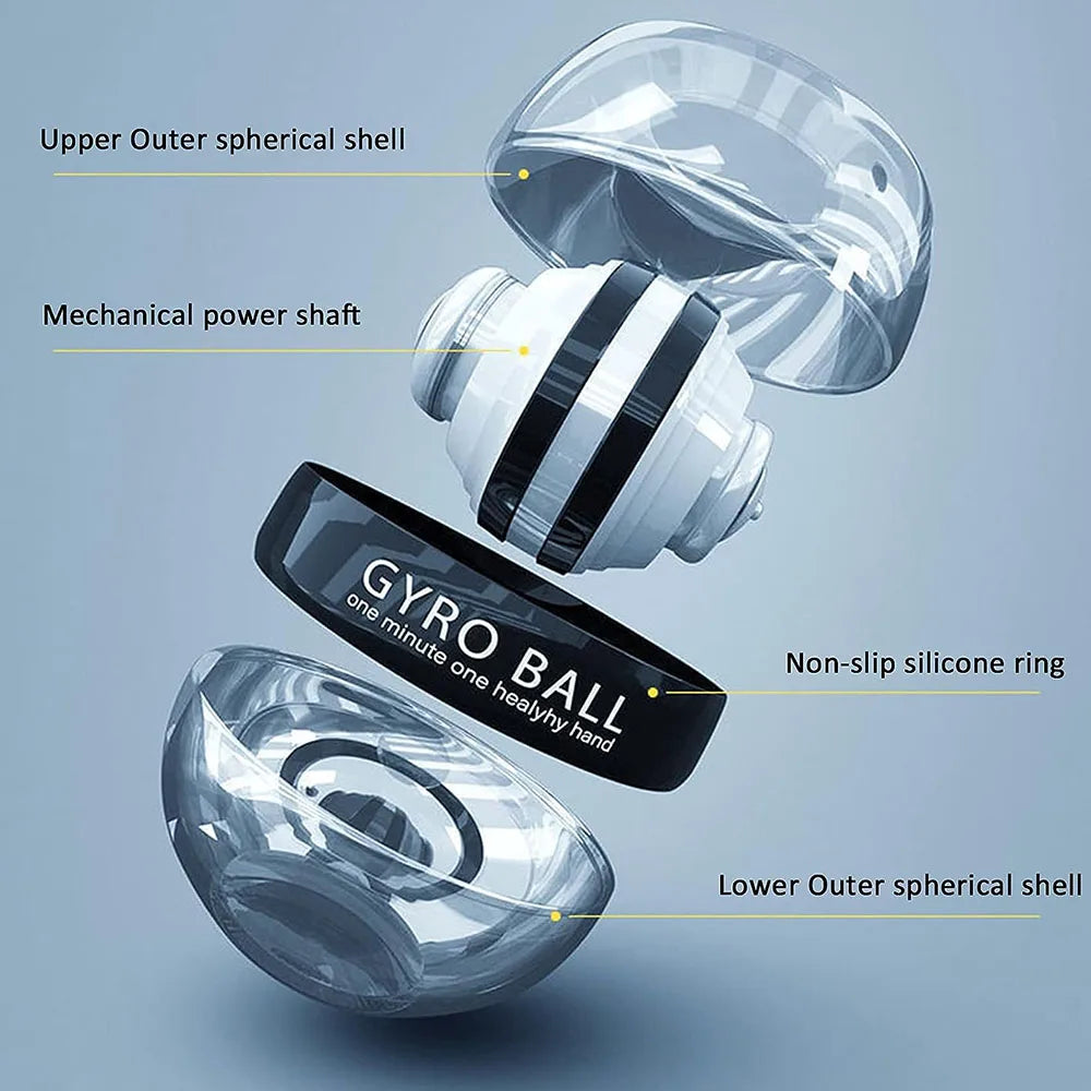 Self-powered wrist gyro ball, wrist strengthening device and arm trainer